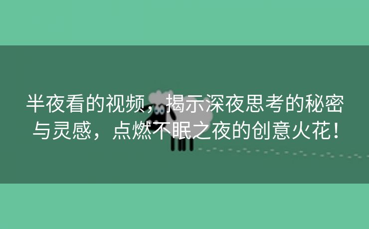 半夜看的视频，揭示深夜思考的秘密与灵感，点燃不眠之夜的创意火花！