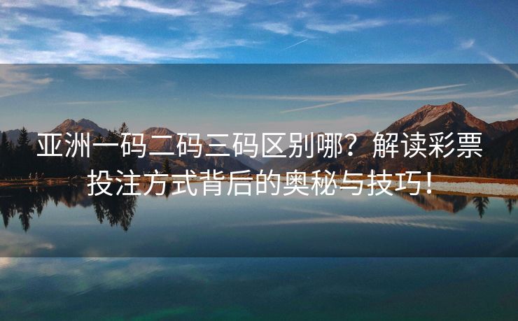 亚洲一码二码三码区别哪？解读彩票投注方式背后的奥秘与技巧！