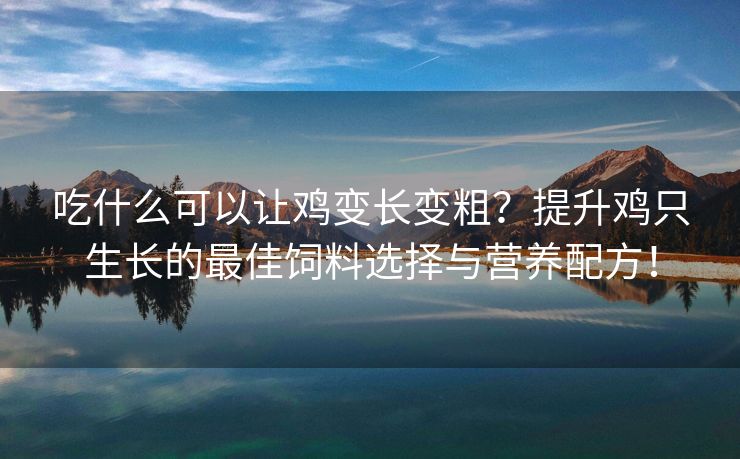 吃什么可以让鸡变长变粗？提升鸡只生长的最佳饲料选择与营养配方！