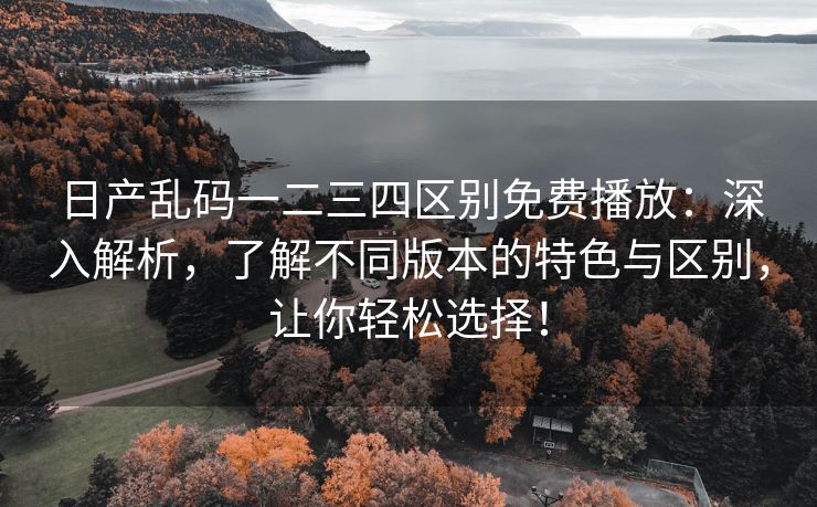 日产乱码一二三四区别免费播放：深入解析，了解不同版本的特色与区别，让你轻松选择！