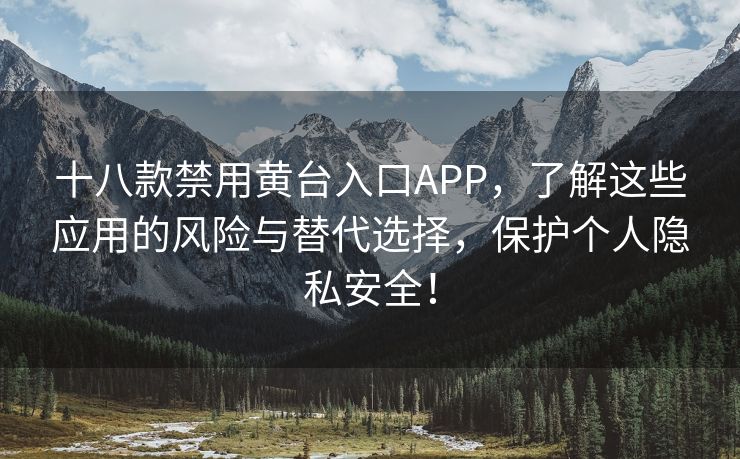 十八款禁用黄台入口APP，了解这些应用的风险与替代选择，保护个人隐私安全！