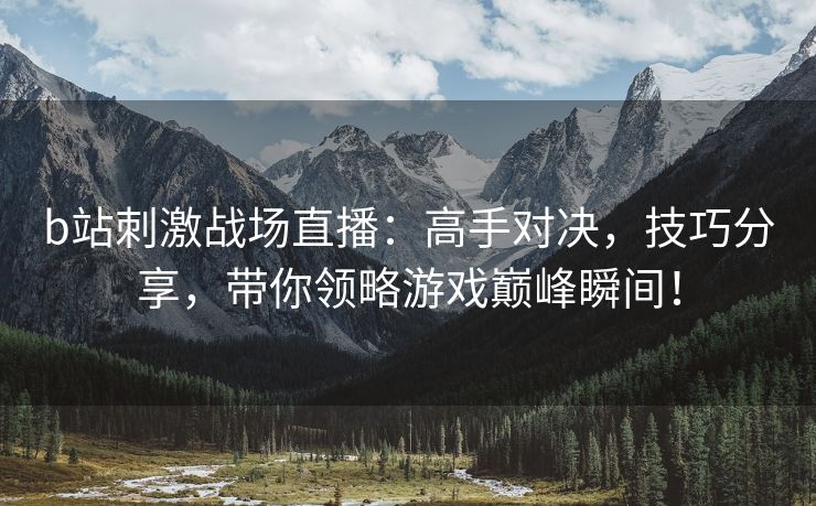 b站刺激战场直播：高手对决，技巧分享，带你领略游戏巅峰瞬间！