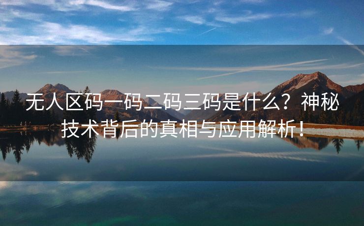 无人区码一码二码三码是什么？神秘技术背后的真相与应用解析！