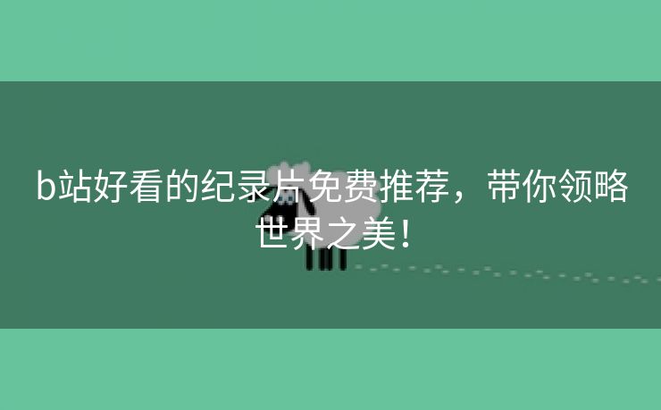 b站好看的纪录片免费推荐，带你领略世界之美！