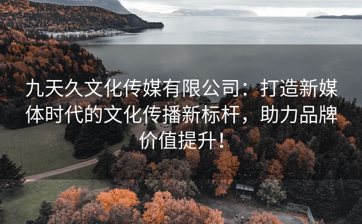 九天久文化传媒有限公司：打造新媒体时代的文化传播新标杆，助力品牌价值提升！