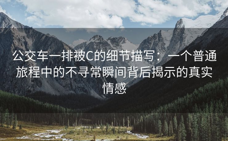公交车一排被C的细节描写：一个普通旅程中的不寻常瞬间背后揭示的真实情感