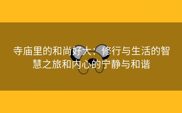 寺庙里的和尚好大：修行与生活的智慧之旅和内心的宁静与和谐