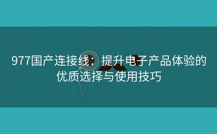 977国产连接线：提升电子产品体验的优质选择与使用技巧