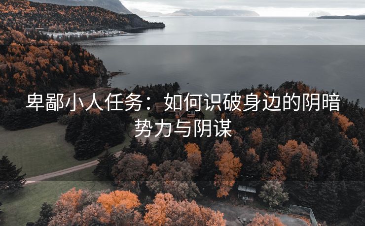 卑鄙小人任务：如何识破身边的阴暗势力与阴谋