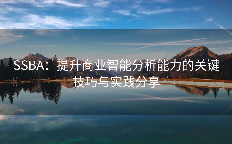 SSBA：提升商业智能分析能力的关键技巧与实践分享