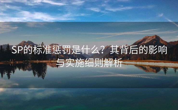 SP的标准惩罚是什么？其背后的影响与实施细则解析