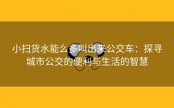 小扫货水能么多叫出来公交车：探寻城市公交的便利与生活的智慧