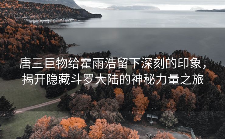 唐三巨物给霍雨浩留下深刻的印象，揭开隐藏斗罗大陆的神秘力量之旅