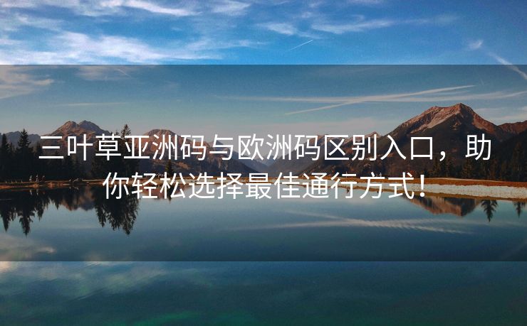 三叶草亚洲码与欧洲码区别入口，助你轻松选择最佳通行方式！