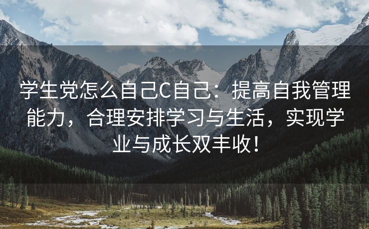 学生党怎么自己C自己：提高自我管理能力，合理安排学习与生活，实现学业与成长双丰收！