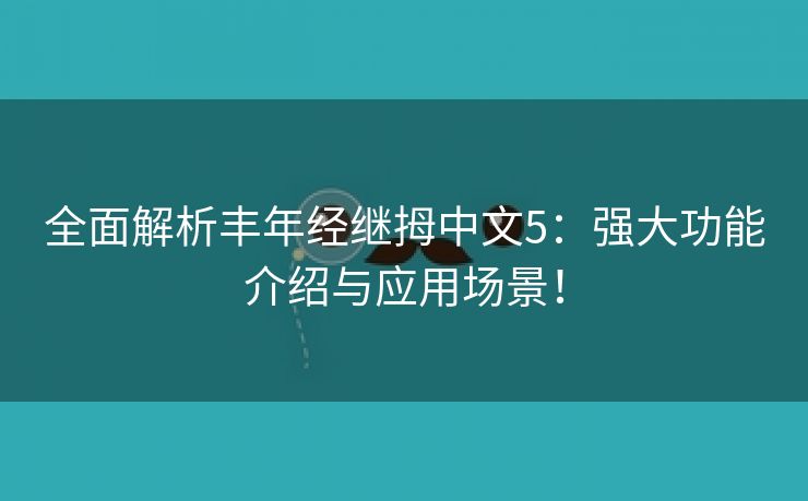 全面解析丰年经继拇中文5：强大功能介绍与应用场景！