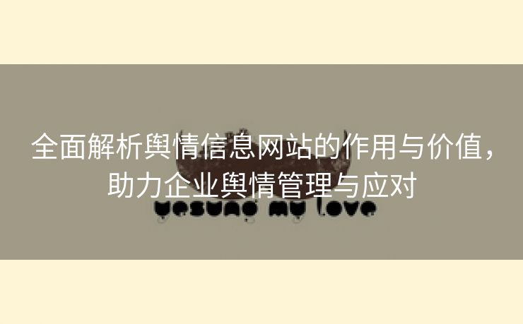 全面解析舆情信息网站的作用与价值，助力企业舆情管理与应对
