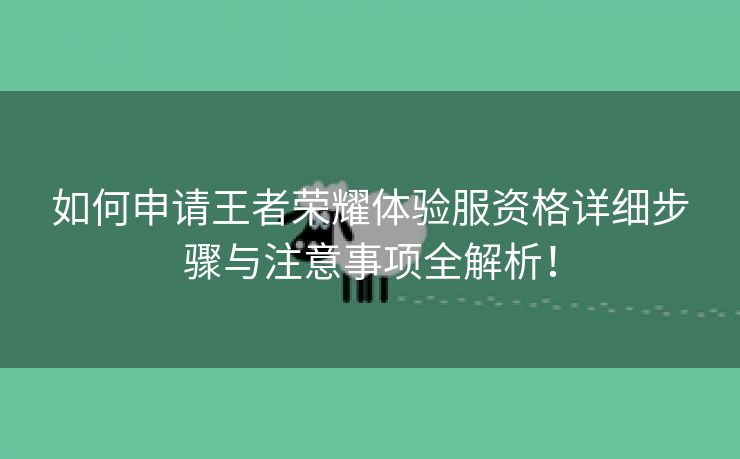 如何申请王者荣耀体验服资格详细步骤与注意事项全解析！