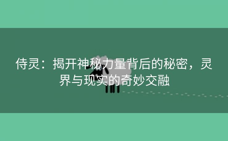 侍灵：揭开神秘力量背后的秘密，灵界与现实的奇妙交融