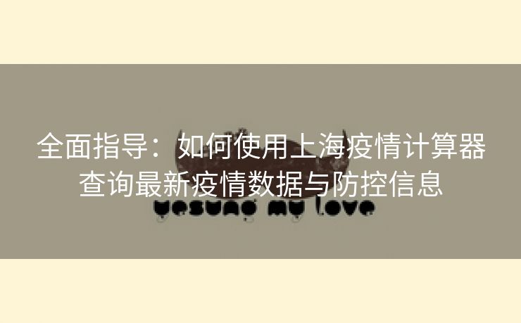 全面指导：如何使用上海疫情计算器查询最新疫情数据与防控信息