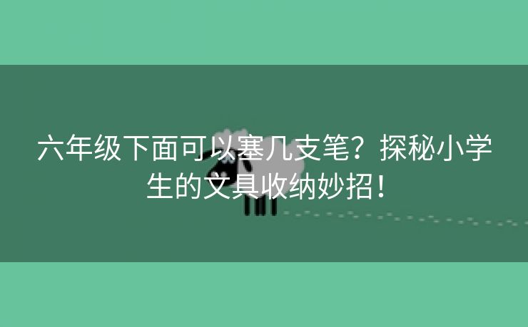 六年级下面可以塞几支笔？探秘小学生的文具收纳妙招！