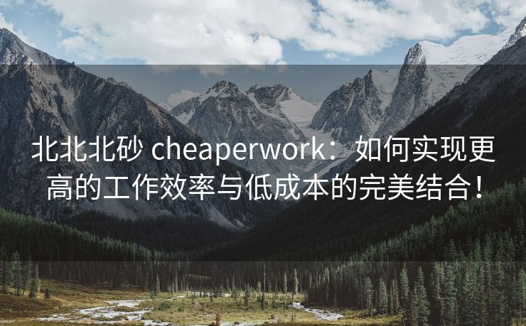 北北北砂 cheaperwork：如何实现更高的工作效率与低成本的完美结合！