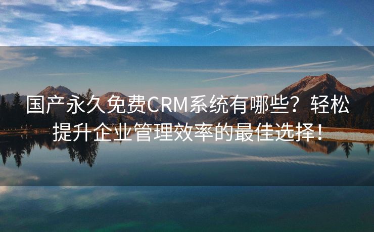 国产永久免费CRM系统有哪些？轻松提升企业管理效率的最佳选择！