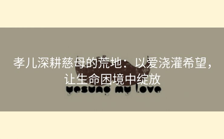 孝儿深耕慈母的荒地：以爱浇灌希望，让生命困境中绽放