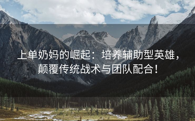 上单奶妈的崛起：培养辅助型英雄，颠覆传统战术与团队配合！