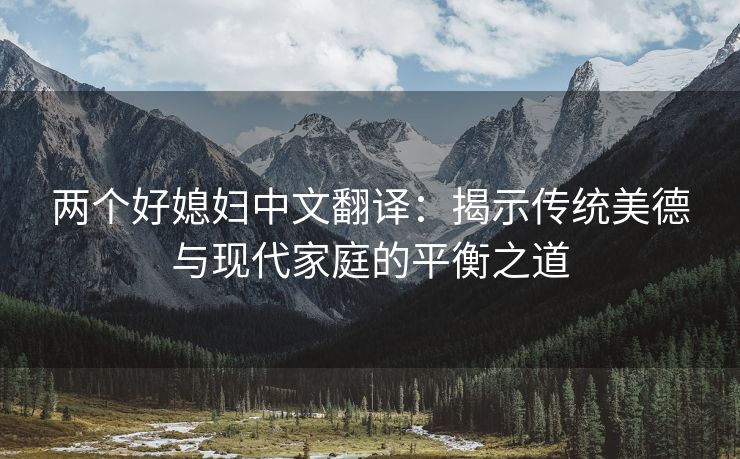 两个好媳妇中文翻译：揭示传统美德与现代家庭的平衡之道