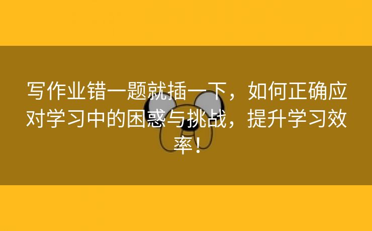 写作业错一题就插一下，如何正确应对学习中的困惑与挑战，提升学习效率！